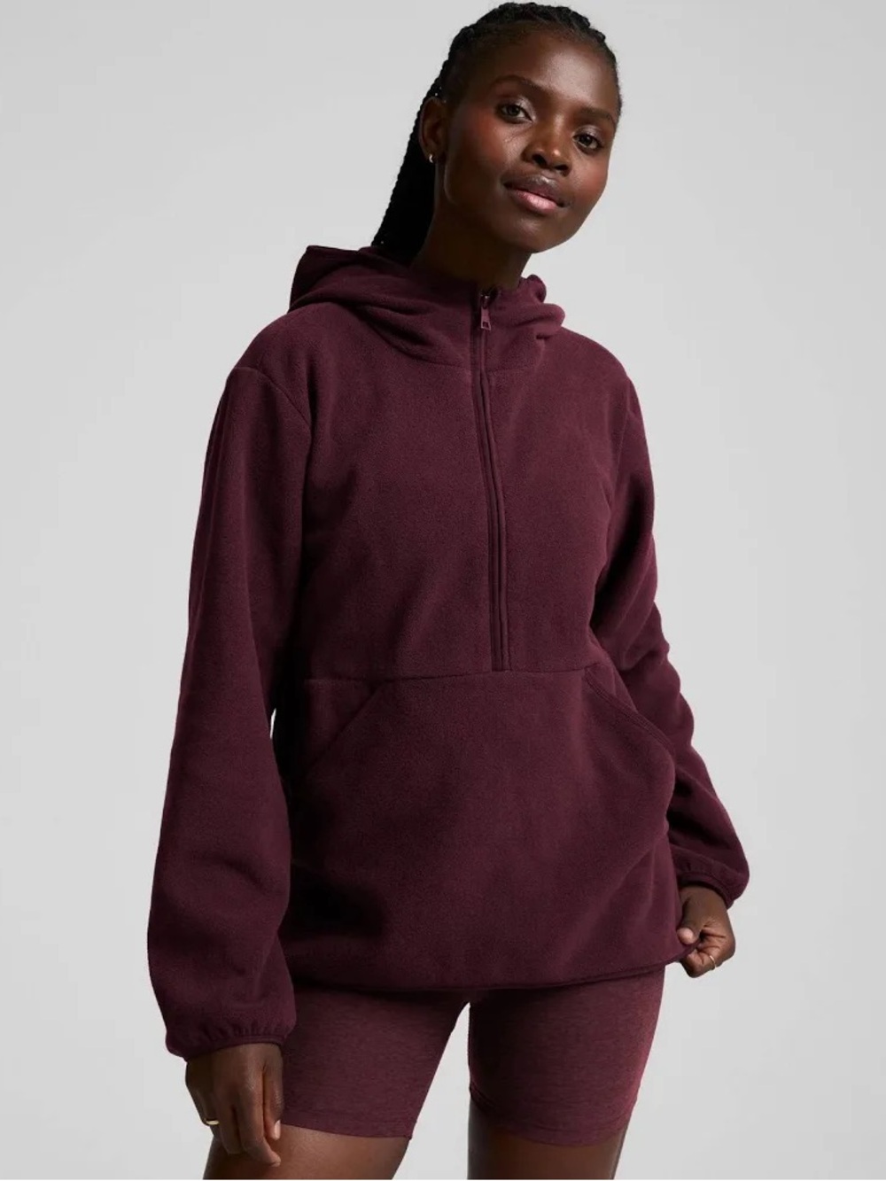 Beyond Yoga Explorer Half Zip Hoodie Dark Cherry S NWT